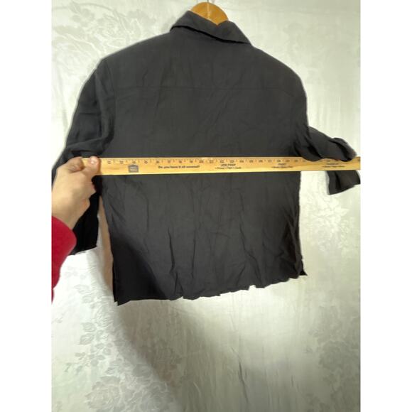 Anna and Frank Button Up Large Black 100% Silk Boxy - Picture 10 of 11